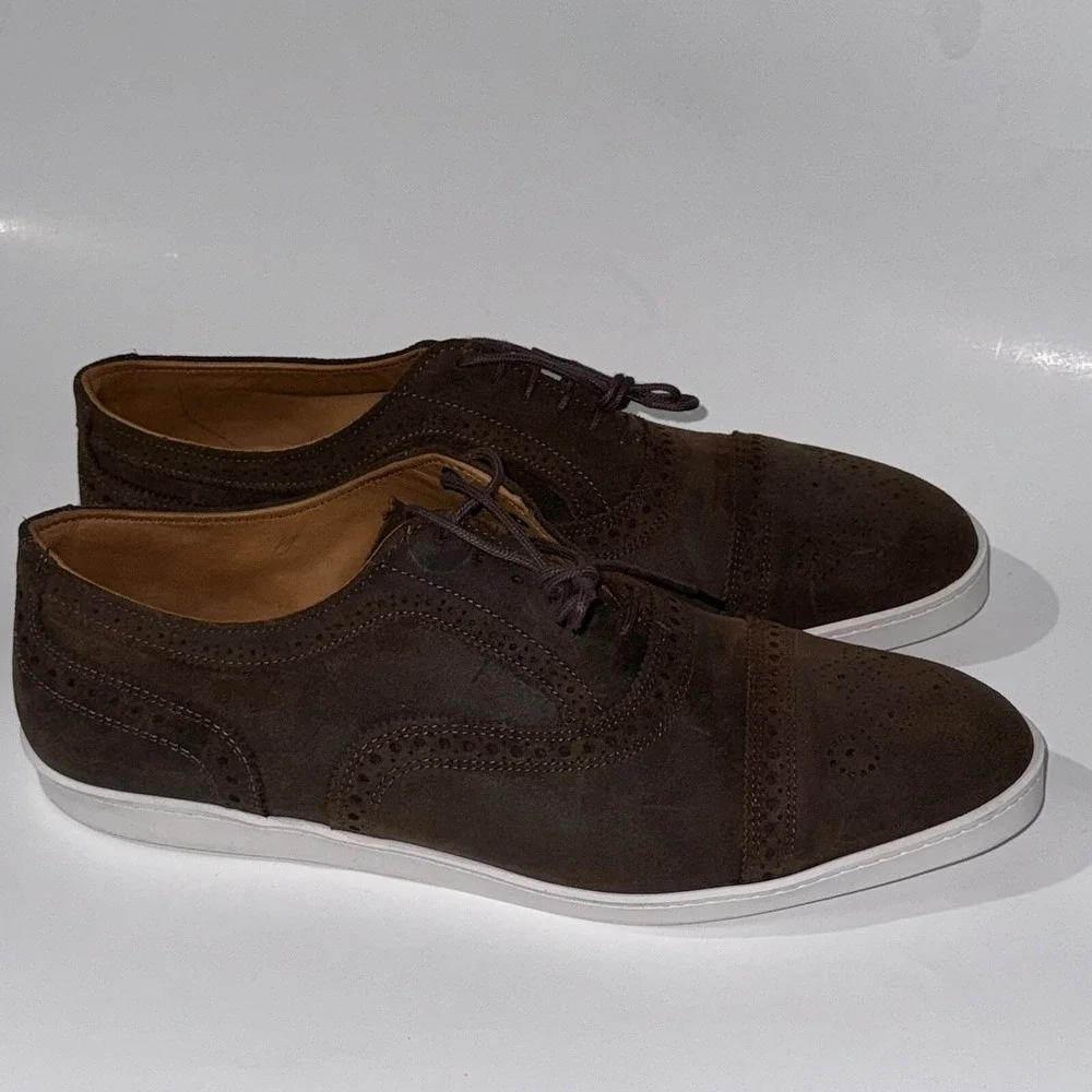 Allen Edmonds Strand Sneakers Suede Oxford Dress Shoes Brown Wax 5128 sz 9.5 - Picture 2 of 8